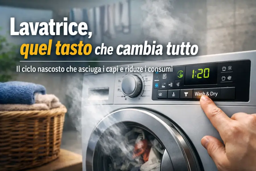 Lavatrice, quel tasto che cambia tutto: il ciclo nascosto che asciuga i capi e riduce i consumi